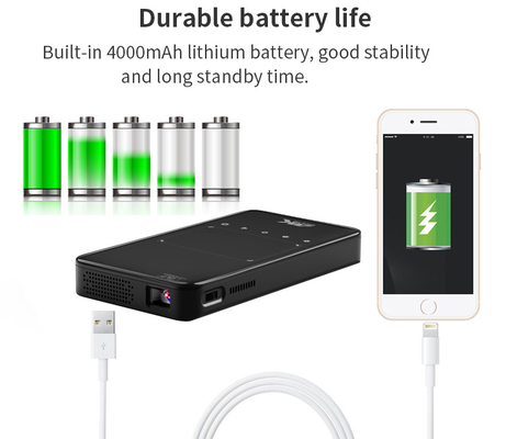 Flyin S90 4K Mini Portable Android Smart DLP Projektor WIFI Bluetooth aktiviert in Form von Mobiltelefon US Stecker LED-Lampe 3D-Batterie